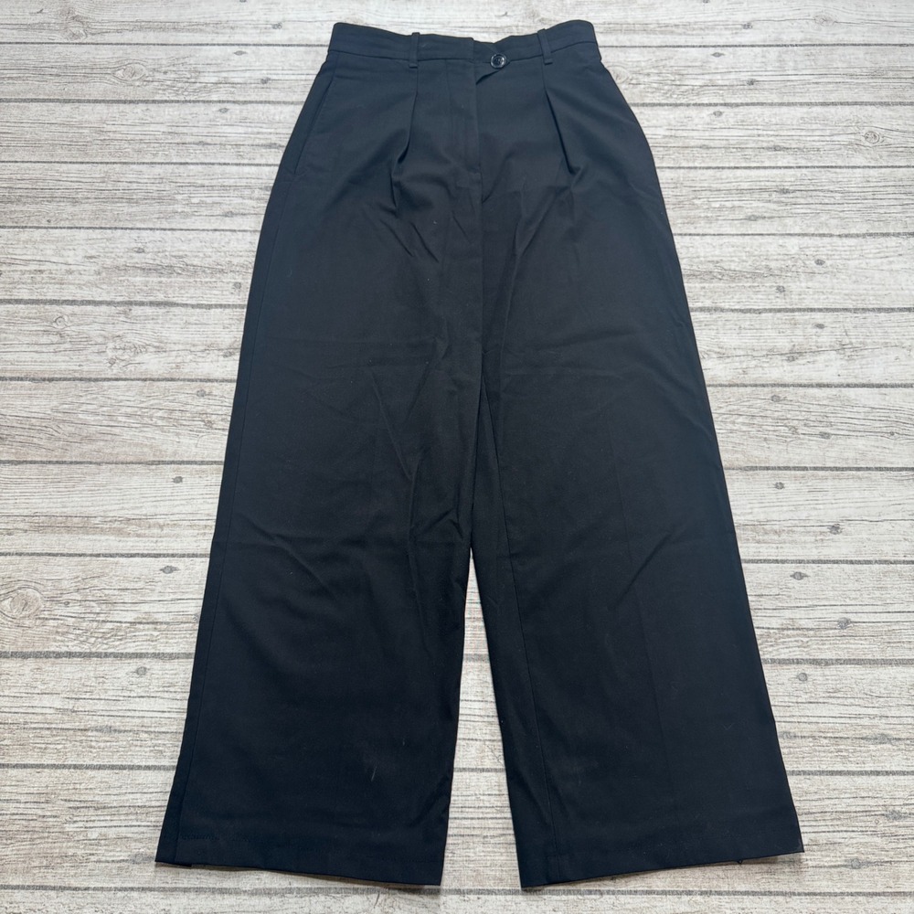 Zara Trousers Women's XS Black Pleated High Rise Wide Leg Relaxed Fit Tailored